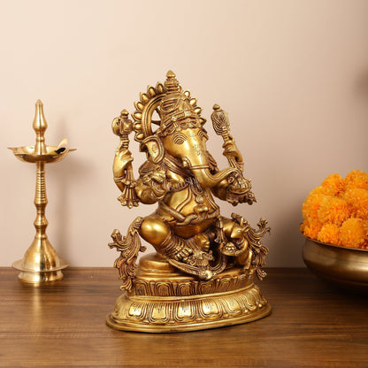 Brass Lord Ganesha Idol - 16 Inch