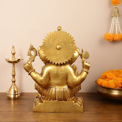 Brass Lord Ganesha Idol - 18" Tall, 18kg