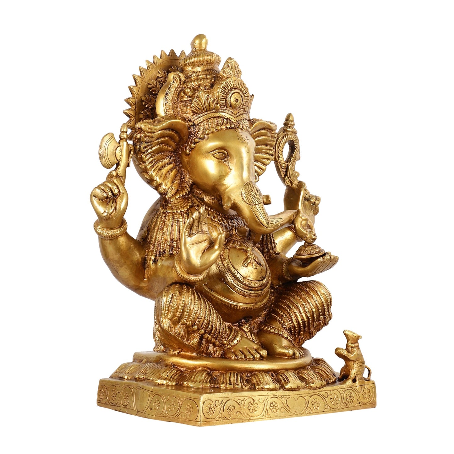 Brass Lord Ganesha Idol - 18" Tall, 18kg