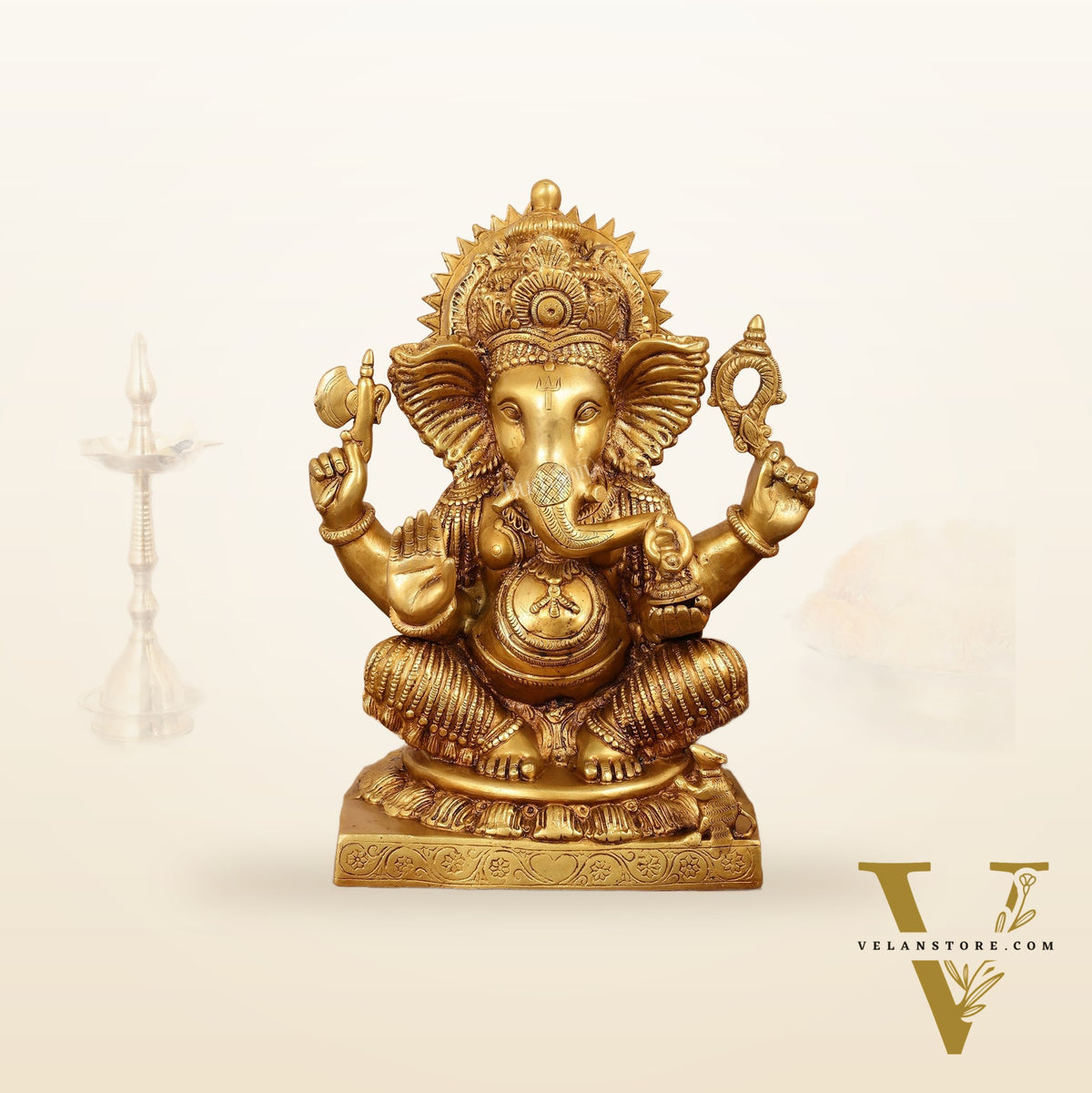 Brass Lord Ganesha Idol - 18" Tall, 18kg