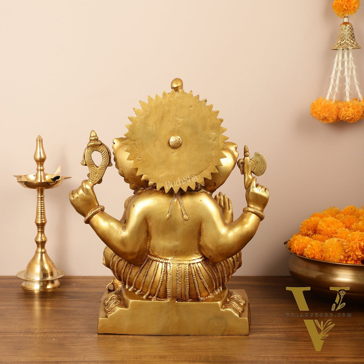 Brass Lord Ganesha Idol - 18" Tall, 18kg