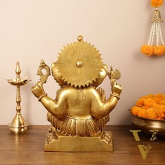 Brass Lord Ganesha Idol - 18" Tall, 18kg