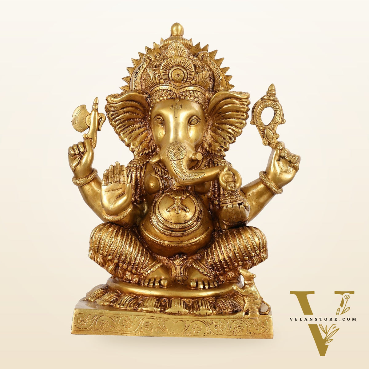 Brass Lord Ganesha Idol - 18" Tall, 18kg