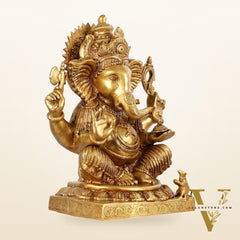 Brass Lord Ganesha Idol - 18" Tall, 18kg