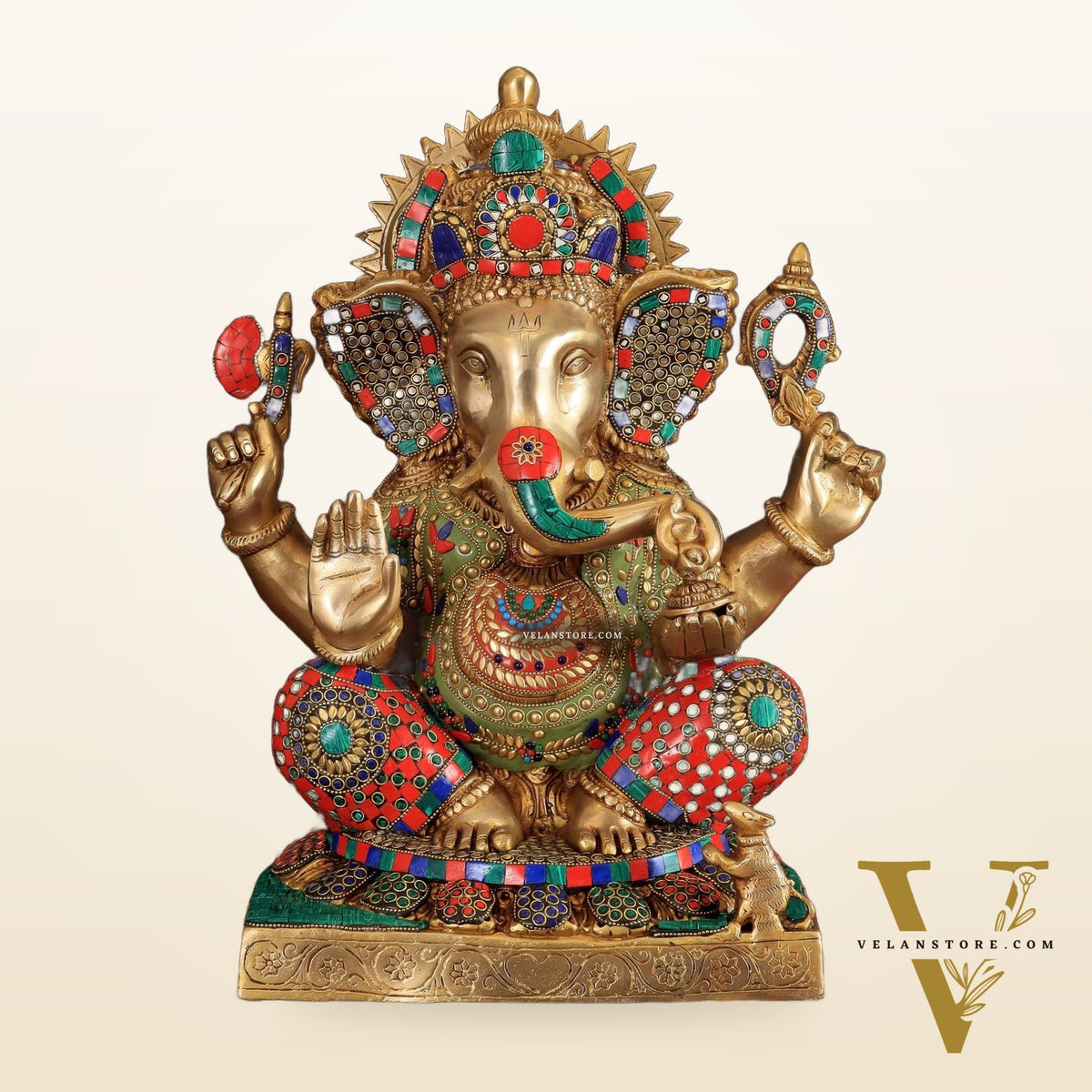 Brass Lord Ganesha Idol - 18" Tall