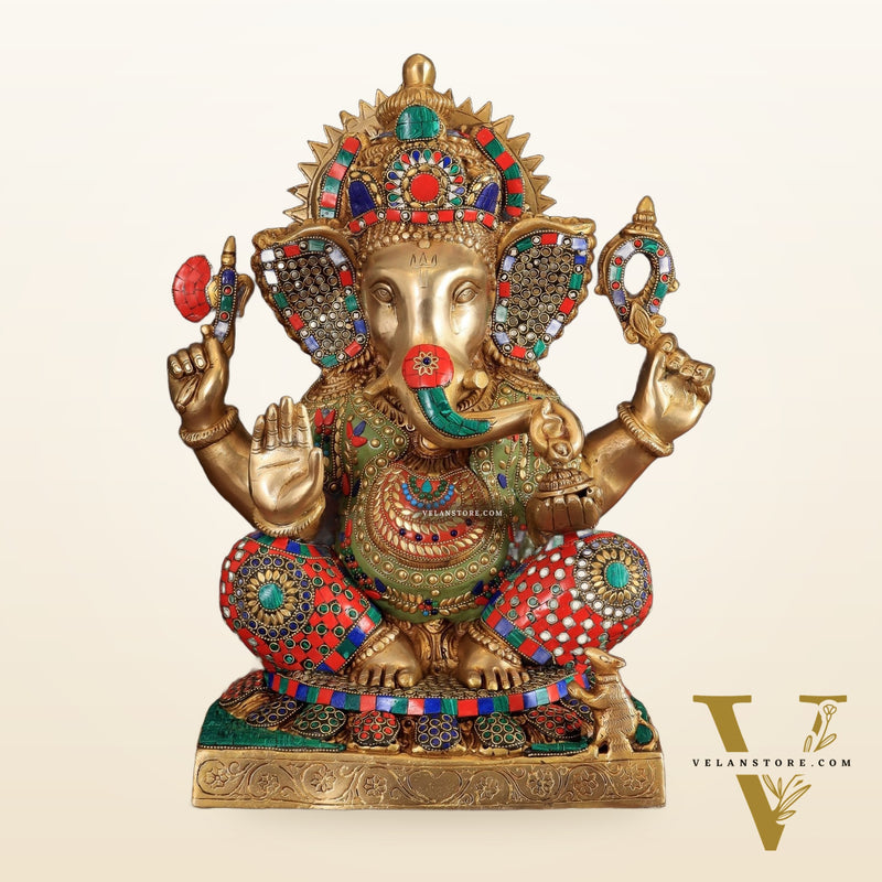 Brass Lord Ganesha Idol - 18" Tall