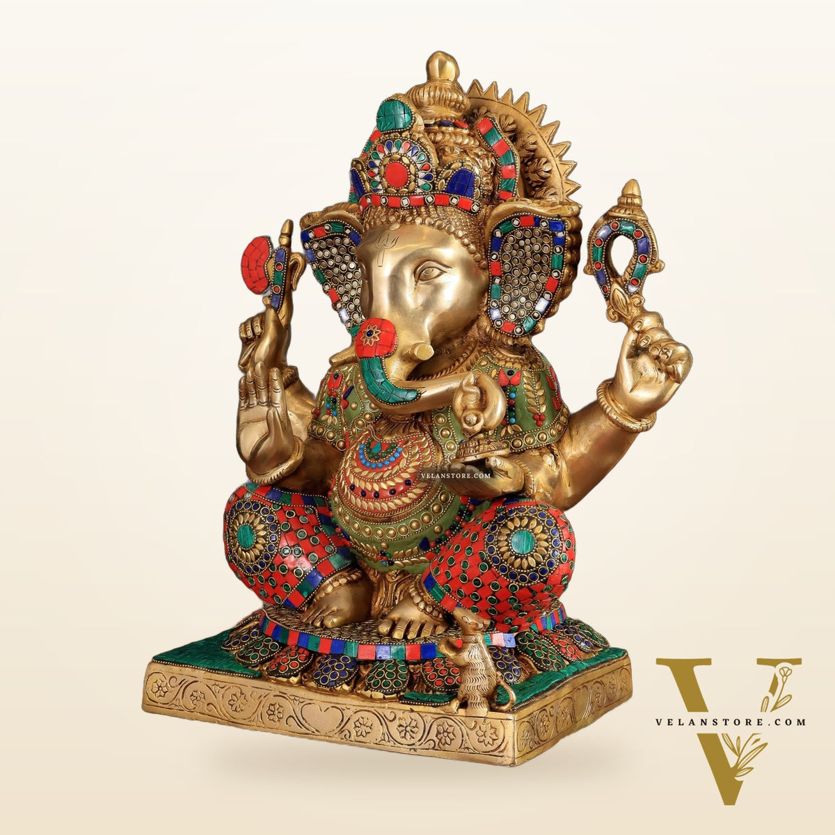 Brass Lord Ganesha Idol - 18" Tall