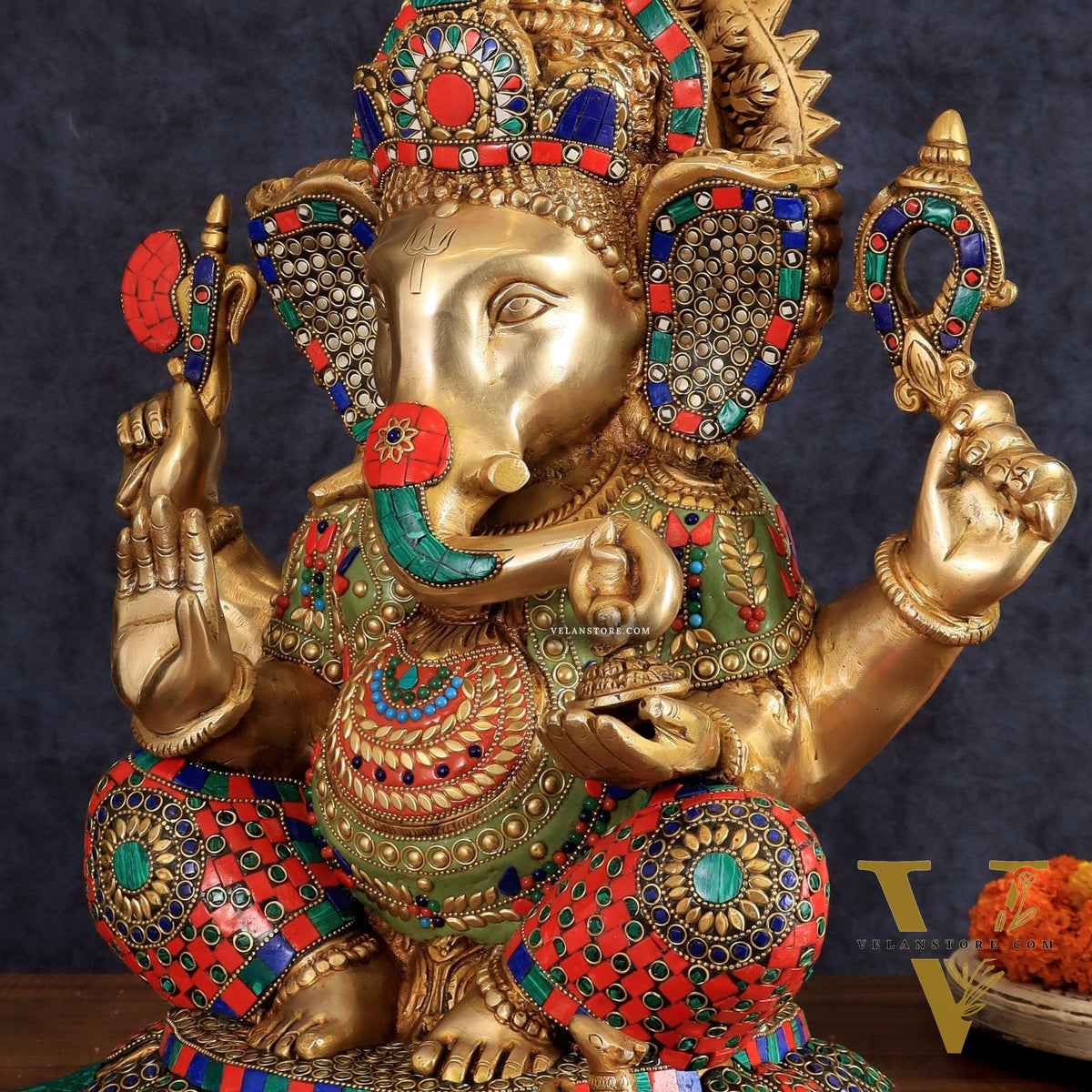 Brass Lord Ganesha Idol - 18" Tall