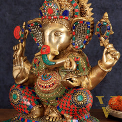 Brass Lord Ganesha Idol - 18" Tall