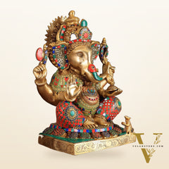 Brass Lord Ganesha Idol - 18" Tall