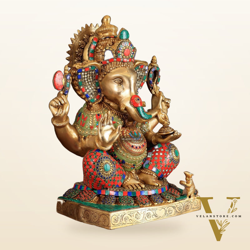 Brass Lord Ganesha Idol - 18" Tall