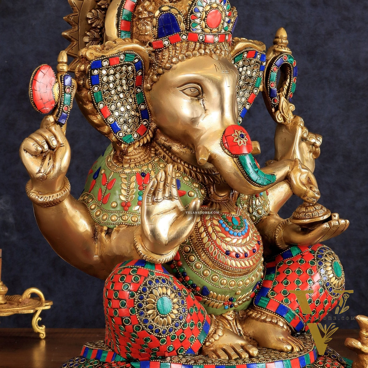 Brass Lord Ganesha Idol - 18" Tall