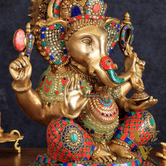 Brass Lord Ganesha Idol - 18" Tall