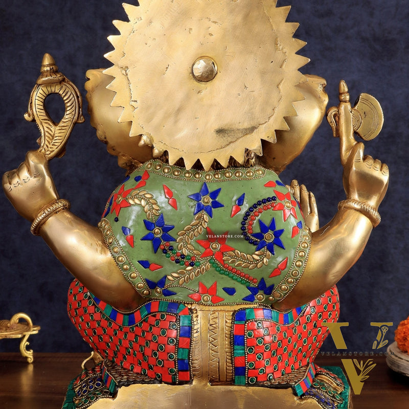 Brass Lord Ganesha Idol - 18" Tall
