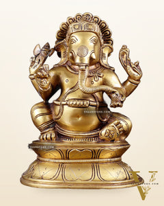 Brass Lord Ganesha Idol - 7.5 Inch