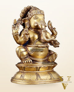 Brass Lord Ganesha Idol - 7.5 Inch