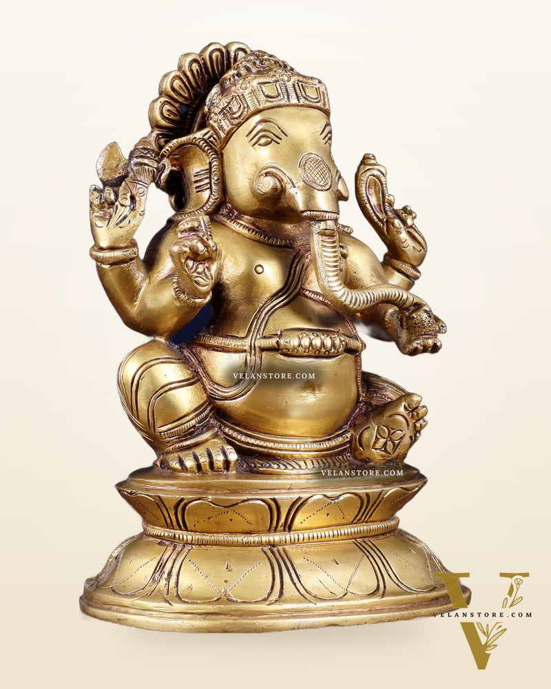 Brass Lord Ganesha Idol - 7.5 Inch
