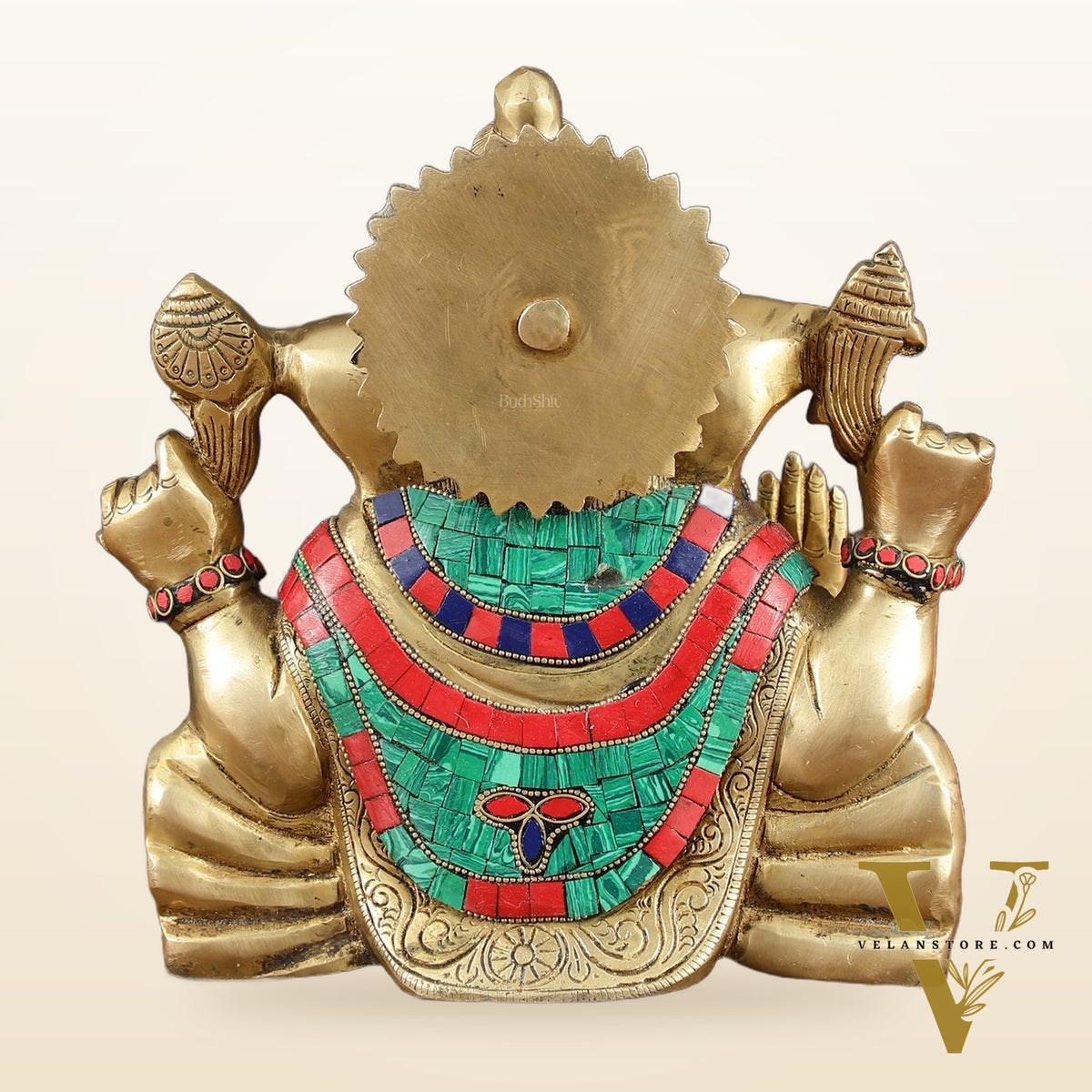 Brass Lord Ganesha Idol 9" meenakari