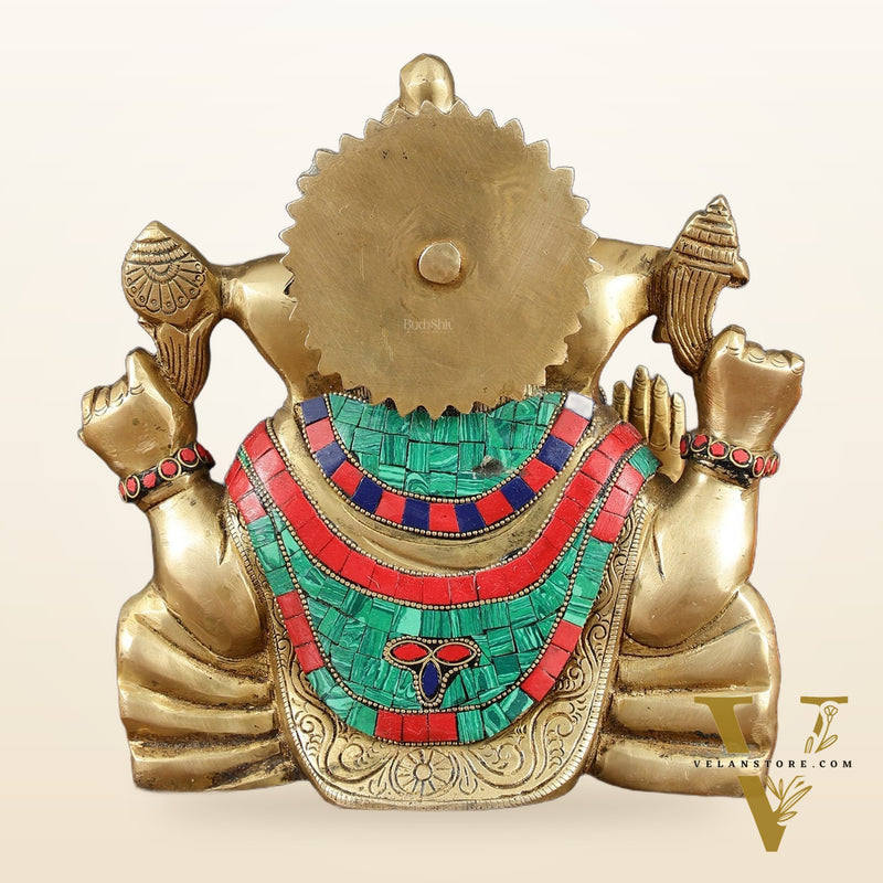 Brass Lord Ganesha Idol 9" meenakari