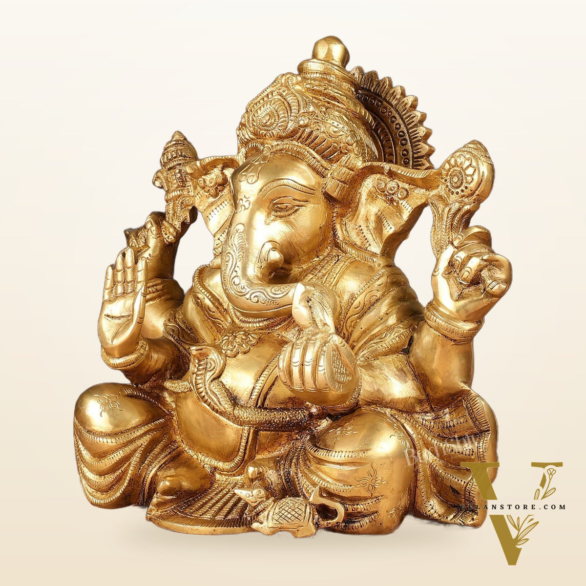 Brass Lord Ganesha Idol 9"