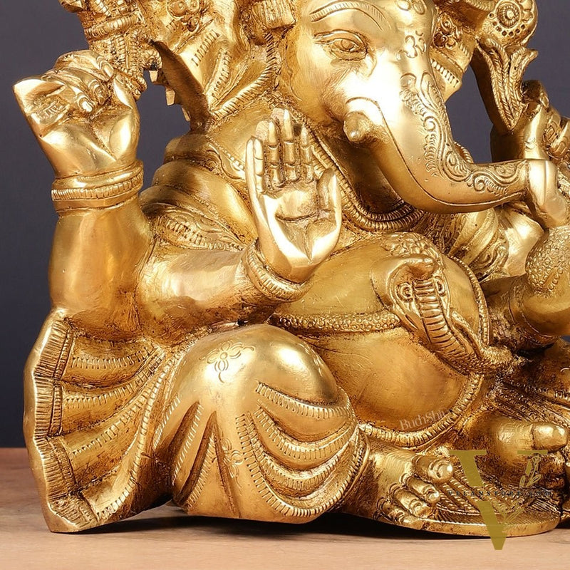 Brass Lord Ganesha Idol 9"