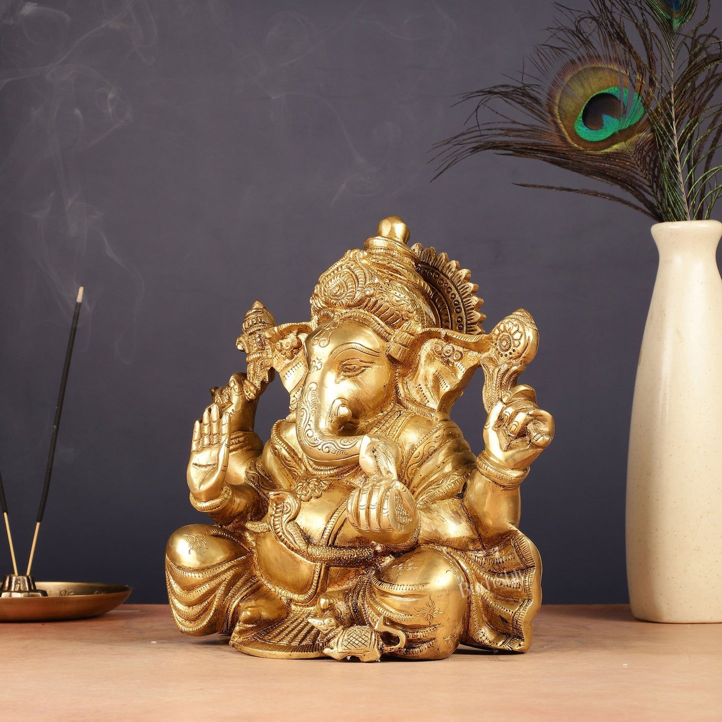 Brass Lord Ganesha Idol 9"