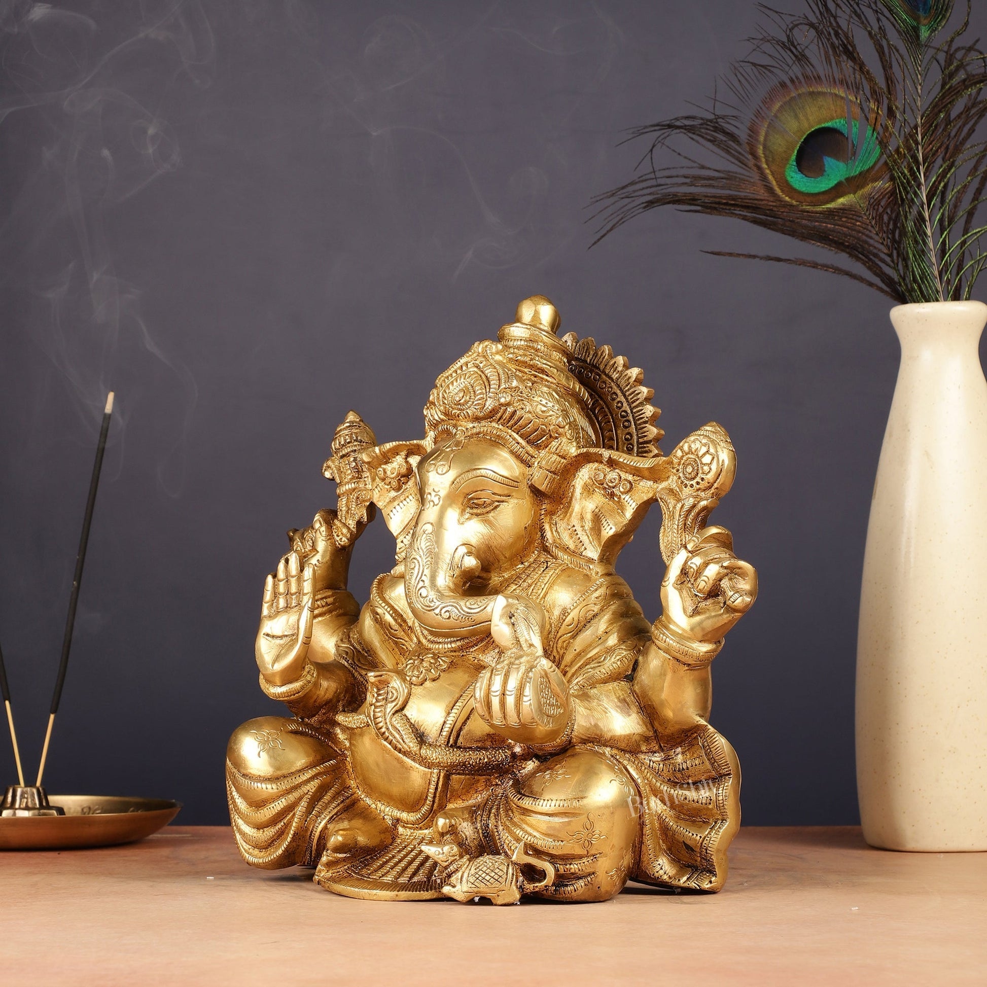 Brass Lord Ganesha Idol 9"