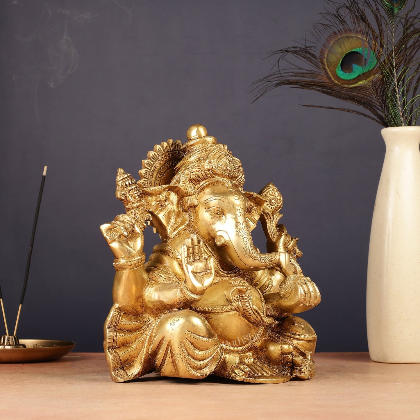 Brass Lord Ganesha Idol 9"