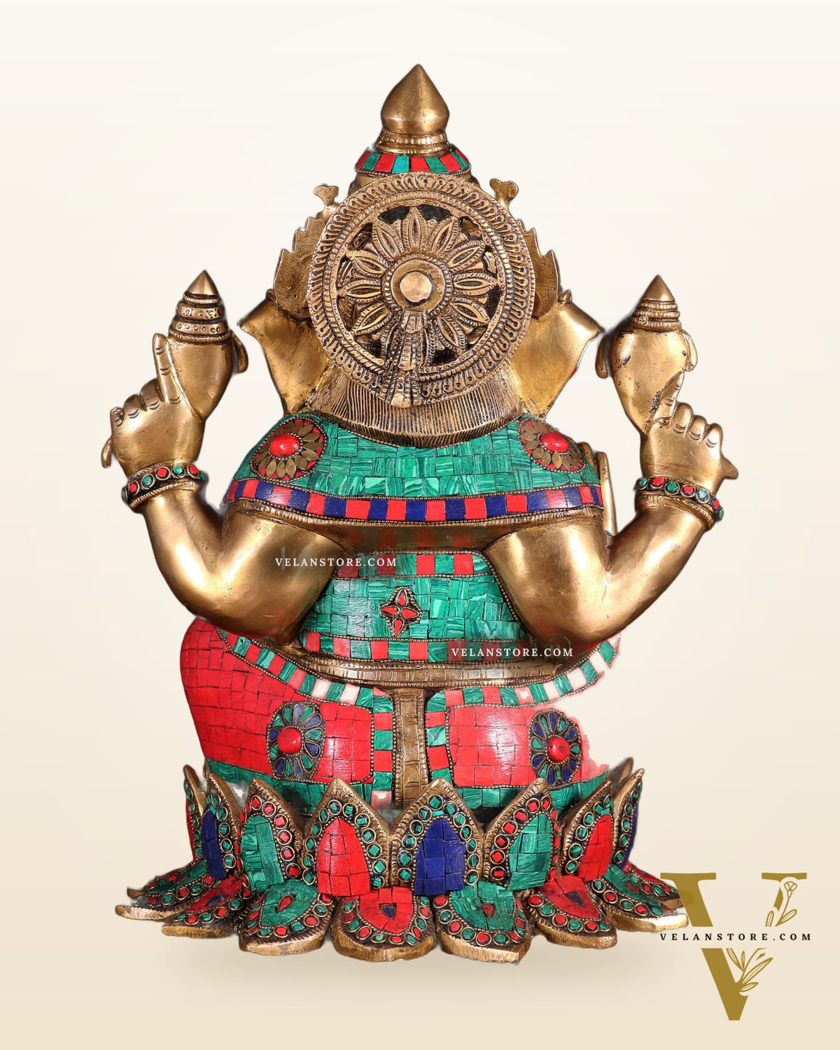 Brass Lord Ganesha Idol | Height 15.5 inch multi colour