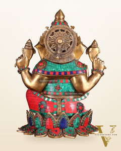 Brass Lord Ganesha Idol | Height 15.5 inch multi colour