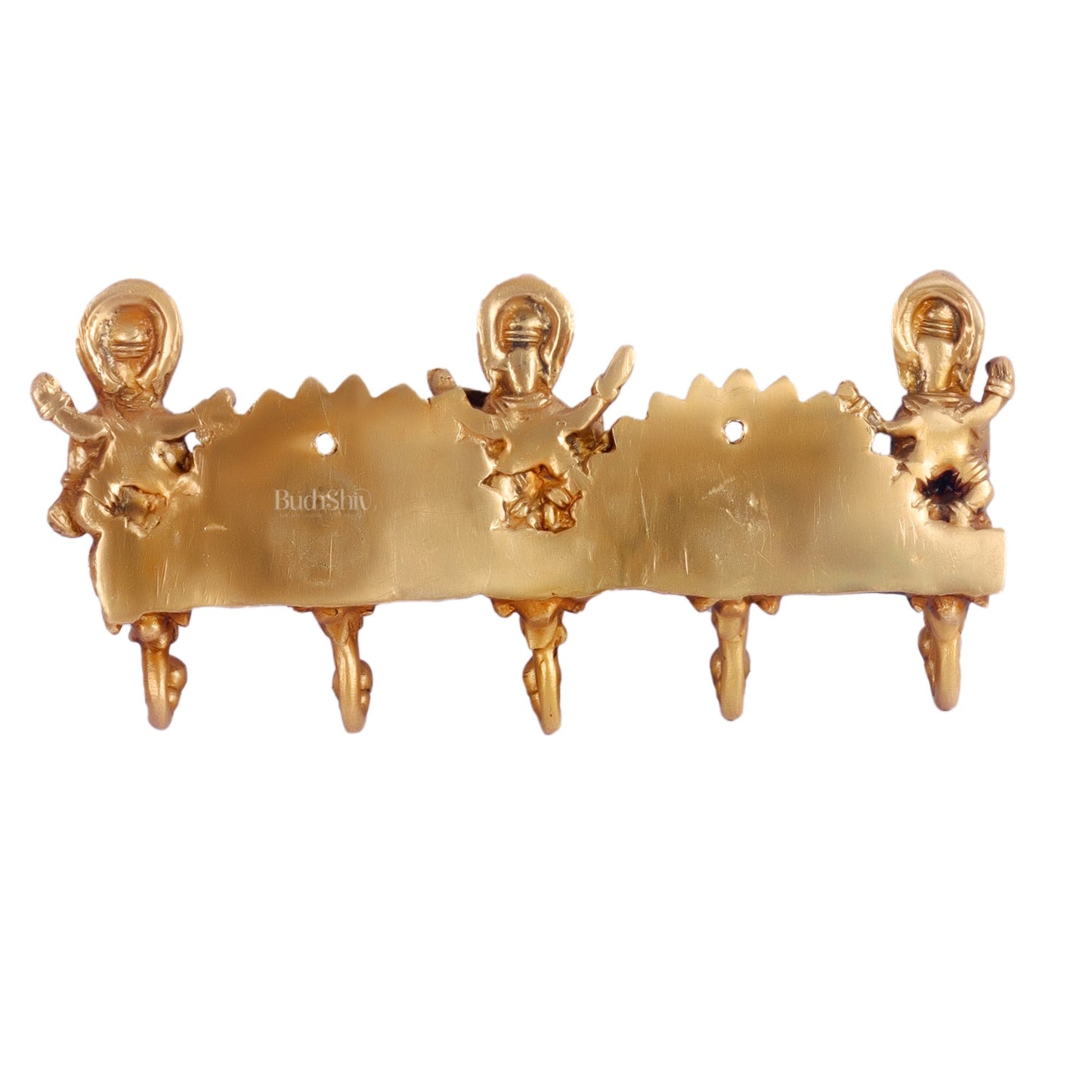 Brass Lord Ganesha Musicians Key Holder with Five Hooks 10"
