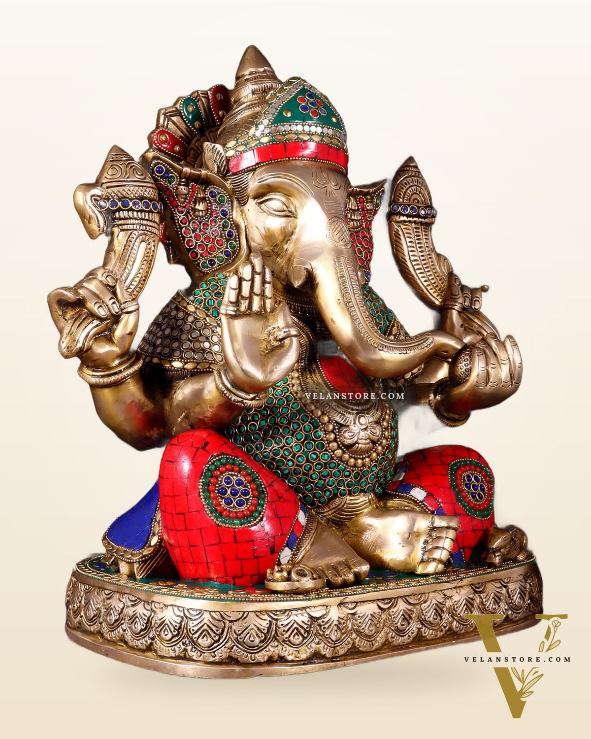 Brass Lord Ganesha Statue 15 inch multicolour