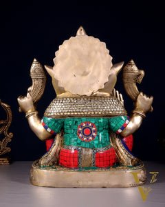 Brass Lord Ganesha Statue 15 inch multicolour
