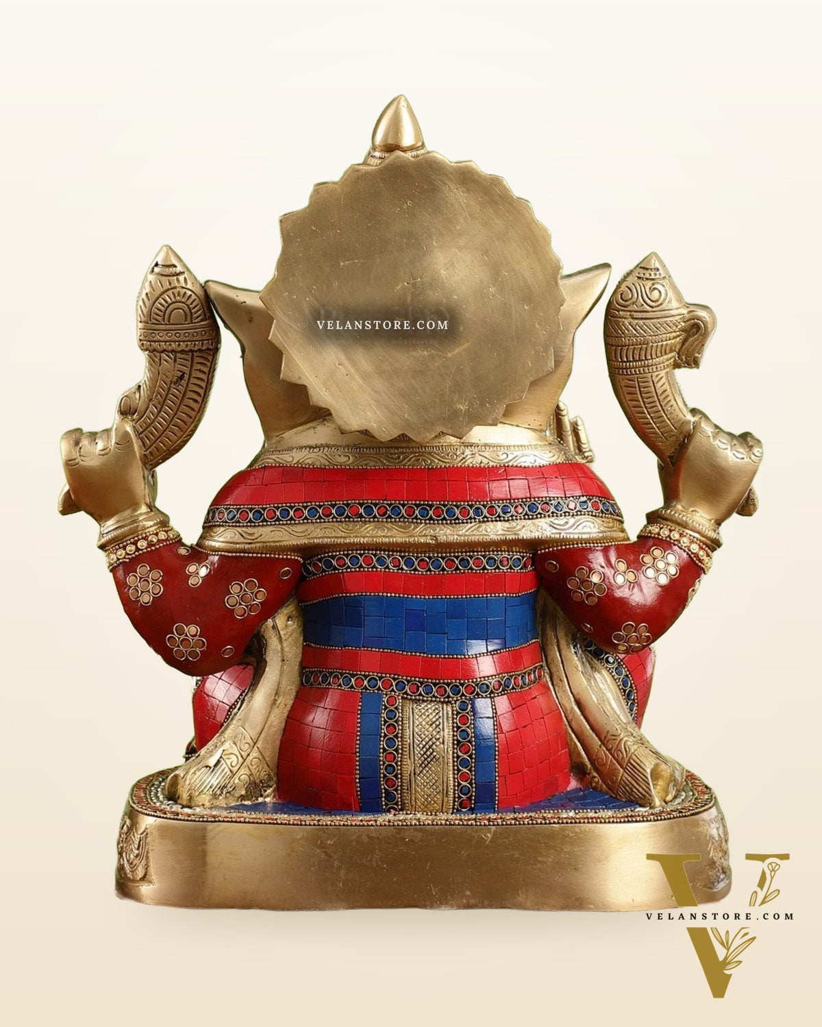 Brass Lord Ganesha Statue 15 inch with stonework