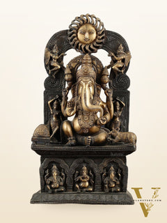 Brass Lord Ganesha Statue – 20" Height, Antique Chola Style, Dual-Tone Finish