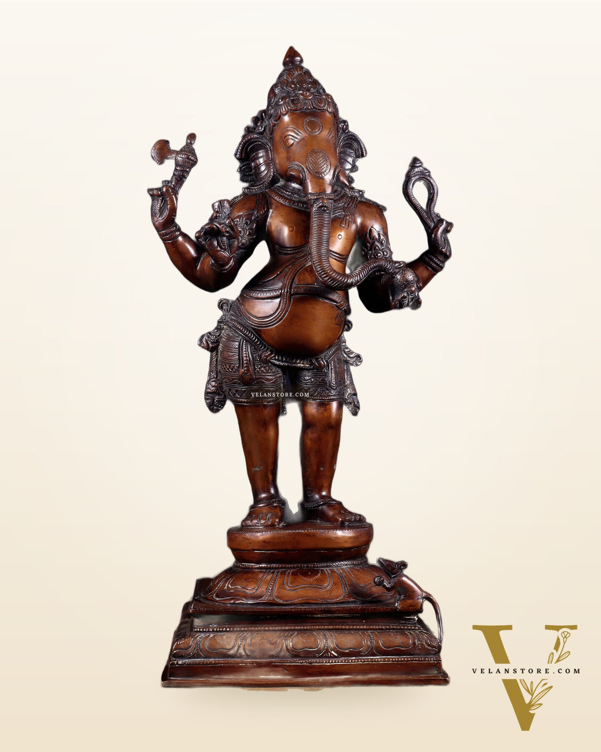 Brass Lord Ganesha Statue - 20 Inches | Antique Bronze Finish
