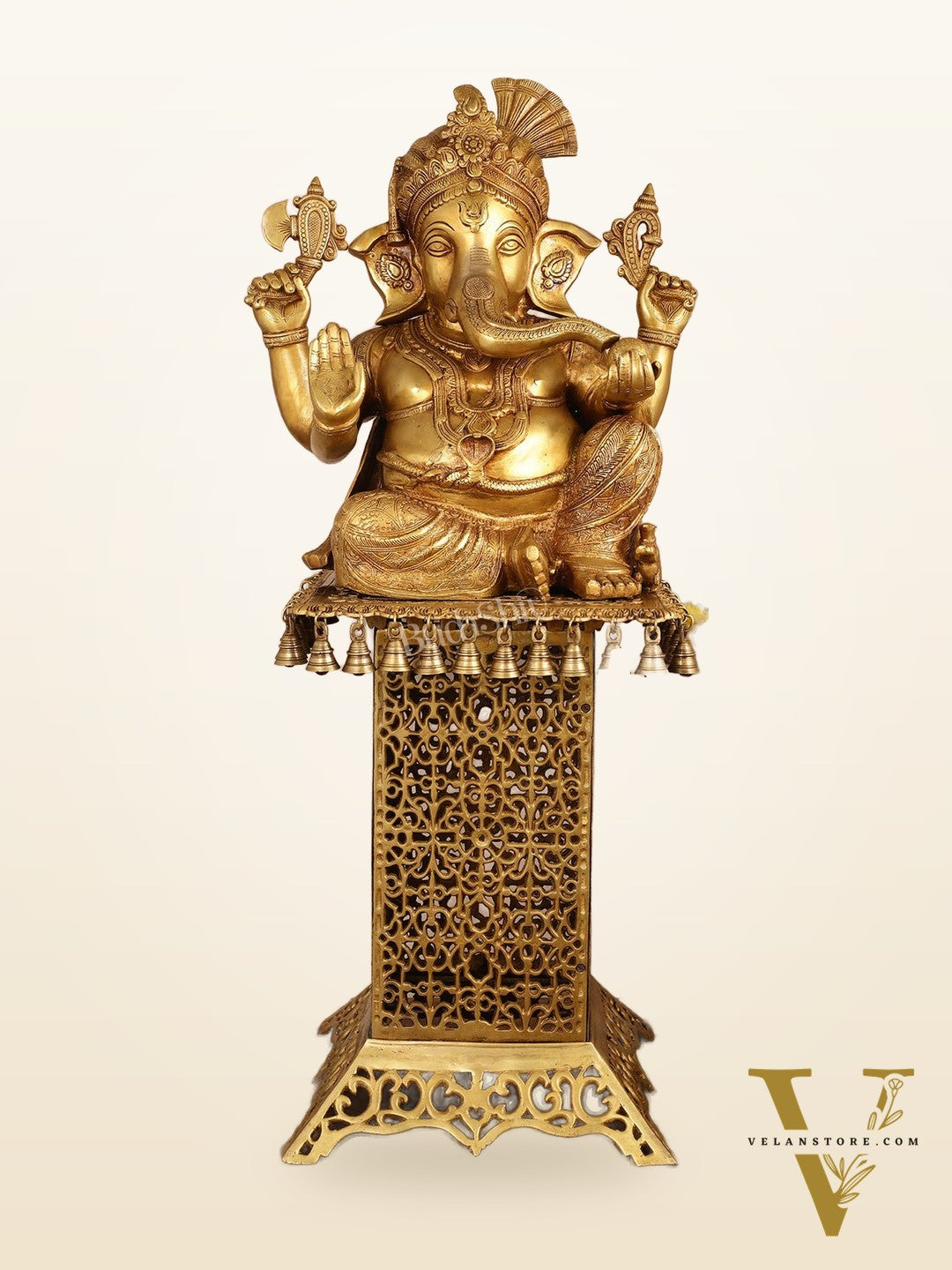 Brass Lord Ganesha Statue brass Stand/stool 42 inch