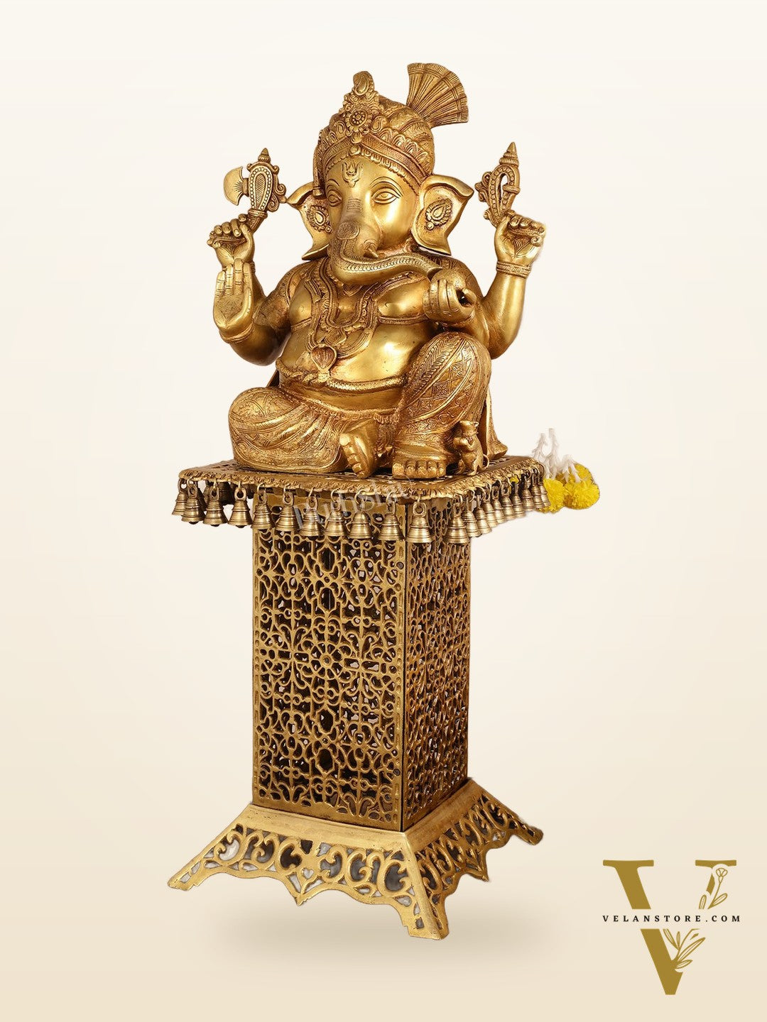 Brass Lord Ganesha Statue brass Stand/stool 42 inch