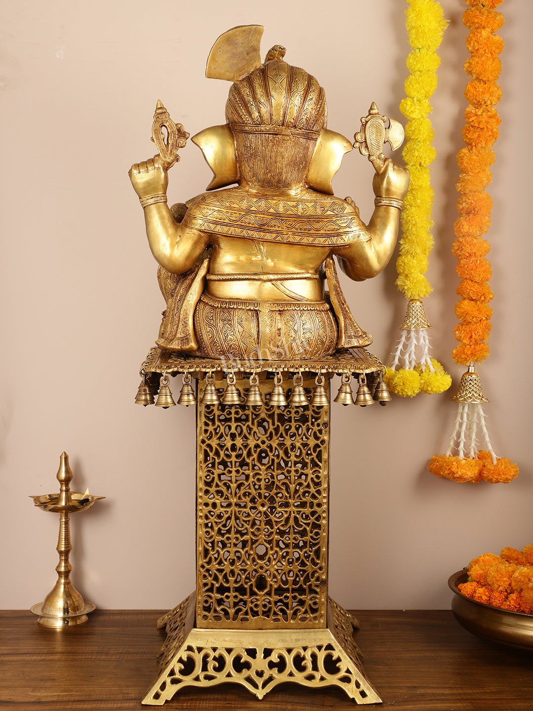 Brass Lord Ganesha Statue brass Stand/stool 42 inch