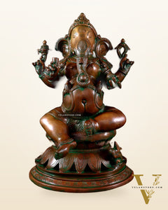 Brass Lord Ganesha Statue on Lotus Base chola style – 14”