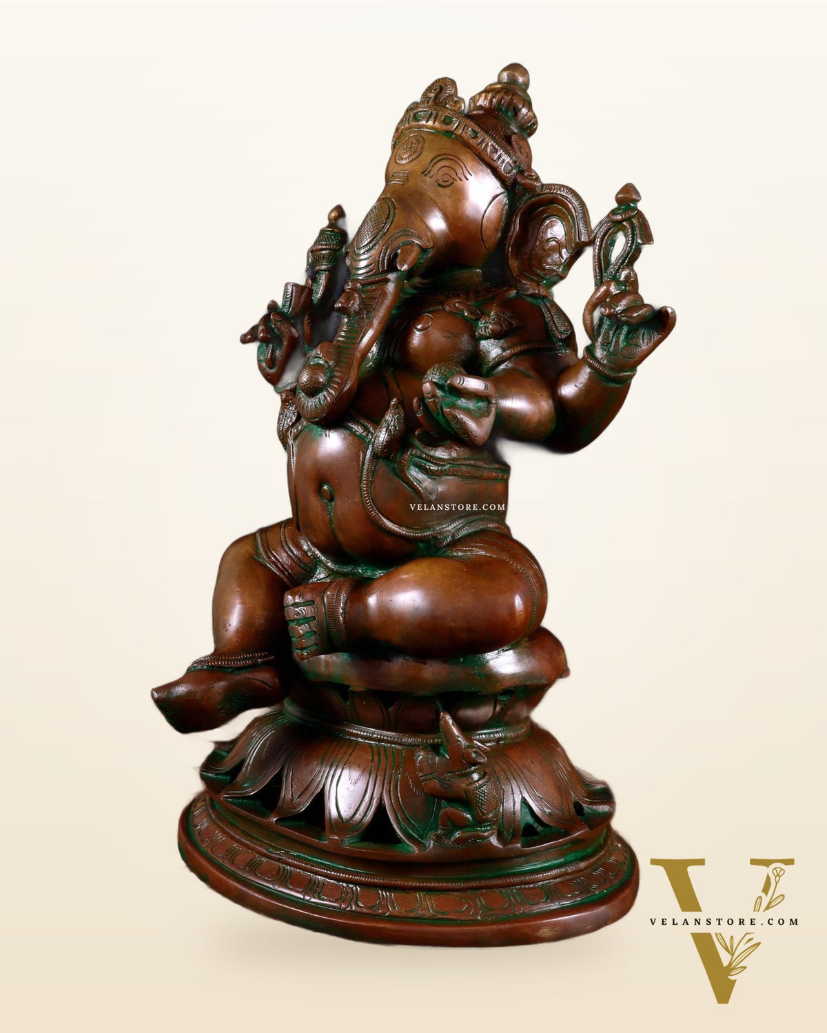 Brass Lord Ganesha Statue on Lotus Base chola style – 14”