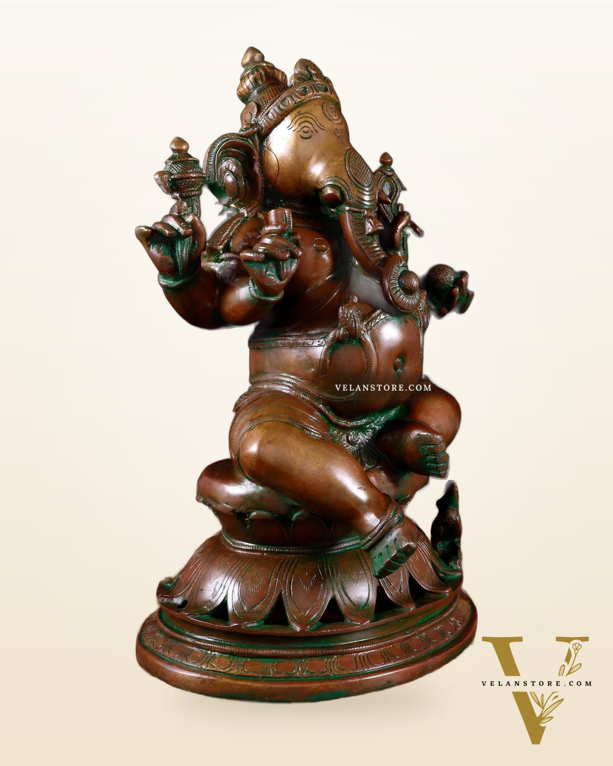 Brass Lord Ganesha Statue on Lotus Base chola style – 14”
