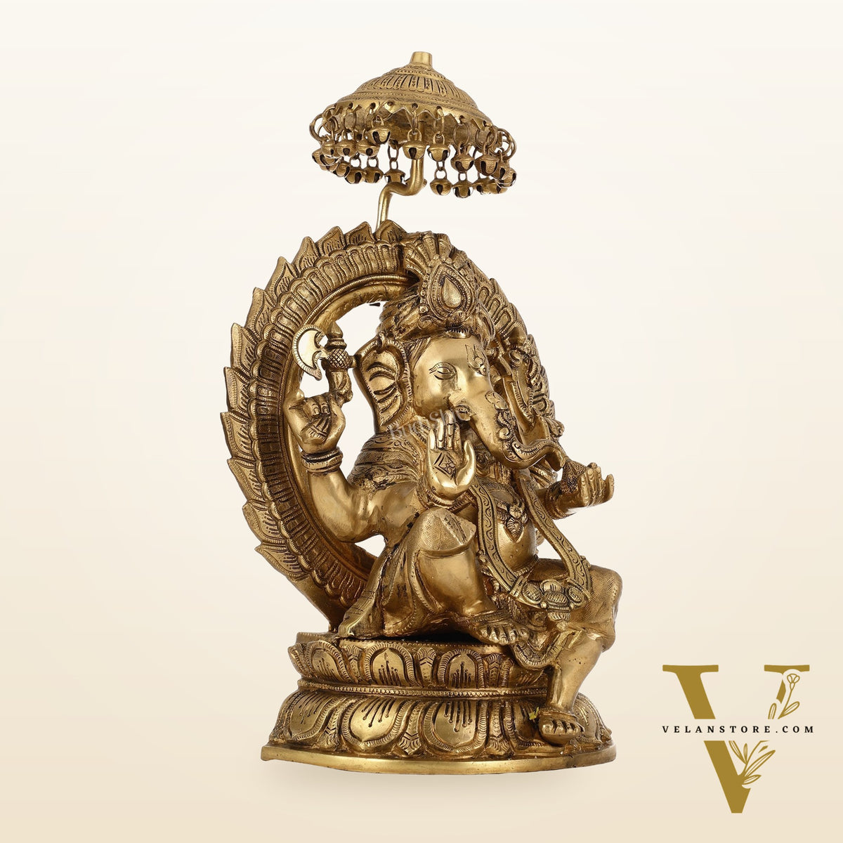 Brass Lord Ganesha Statue Seated on a Throne - 18 inch