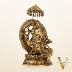 Brass Lord Ganesha Statue Seated on a Throne - 18 inch