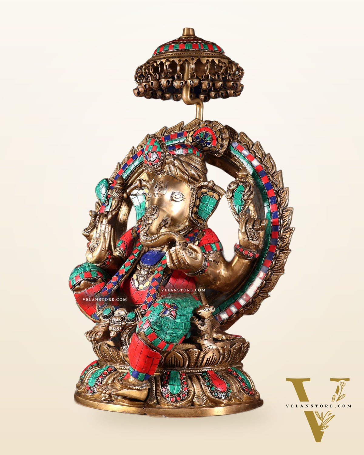 Brass Lord Ganesha Statue Seated on a Throne - 18 inch