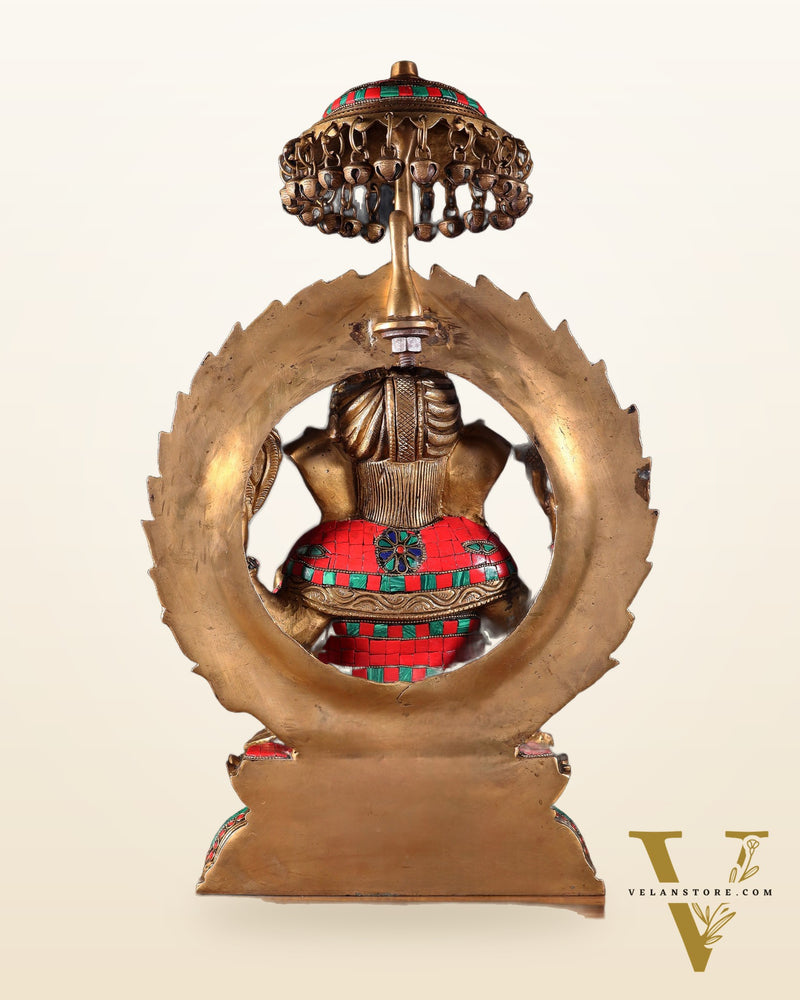Brass Lord Ganesha Statue Seated on a Throne - 18 inch