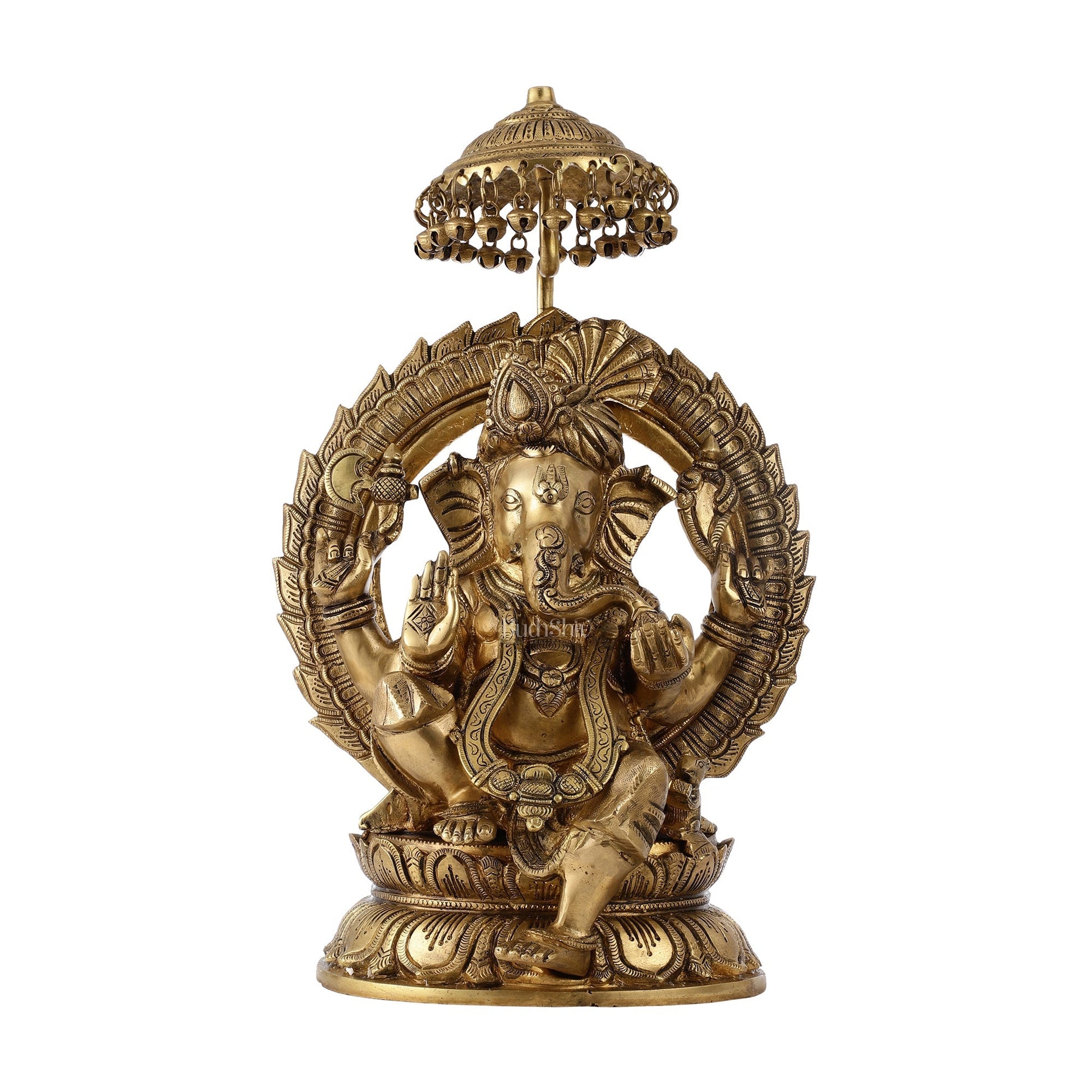 Ganesha Statue Seated on a Throne - 18 Inches