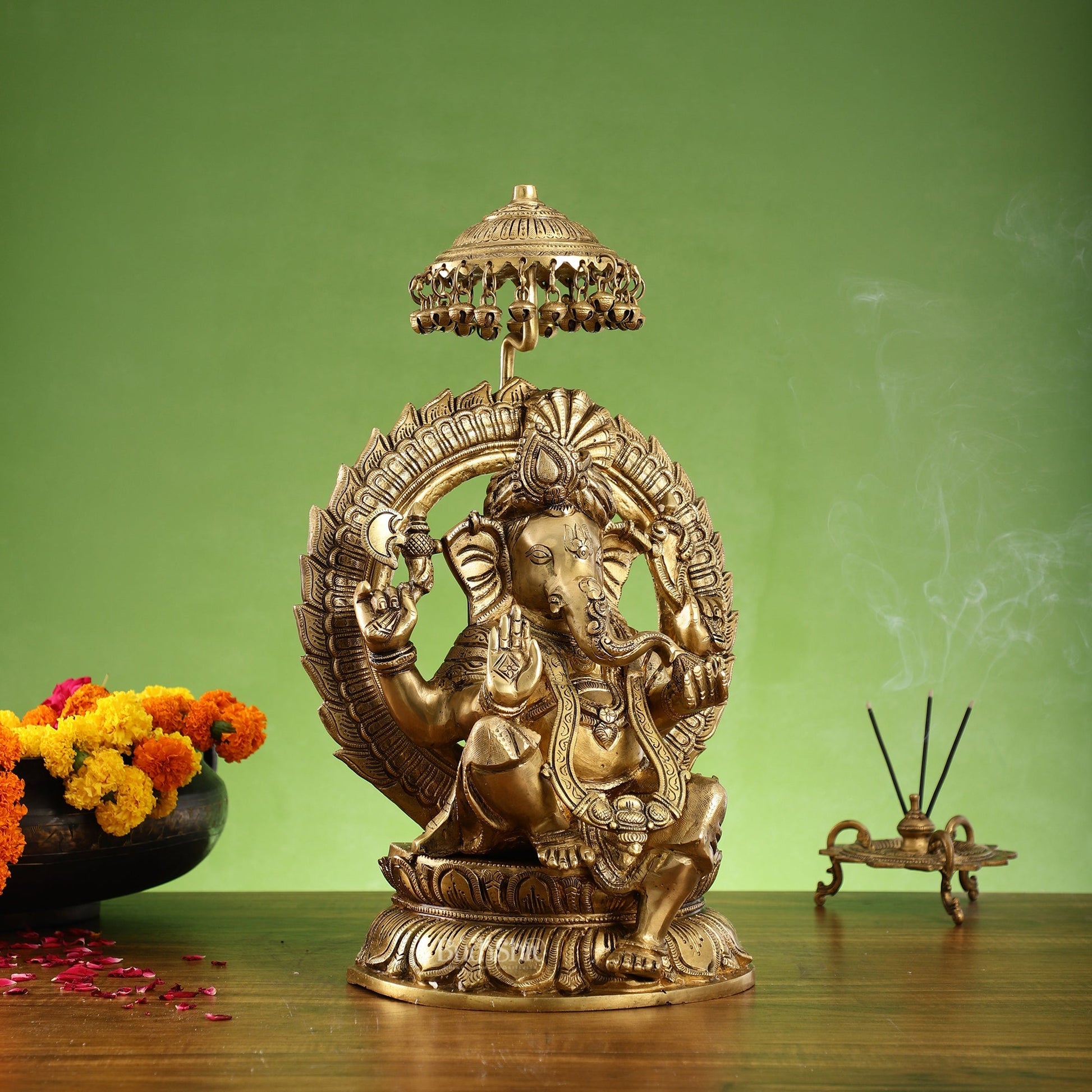 Ganesha Statue Seated on a Throne - 18 Inches
