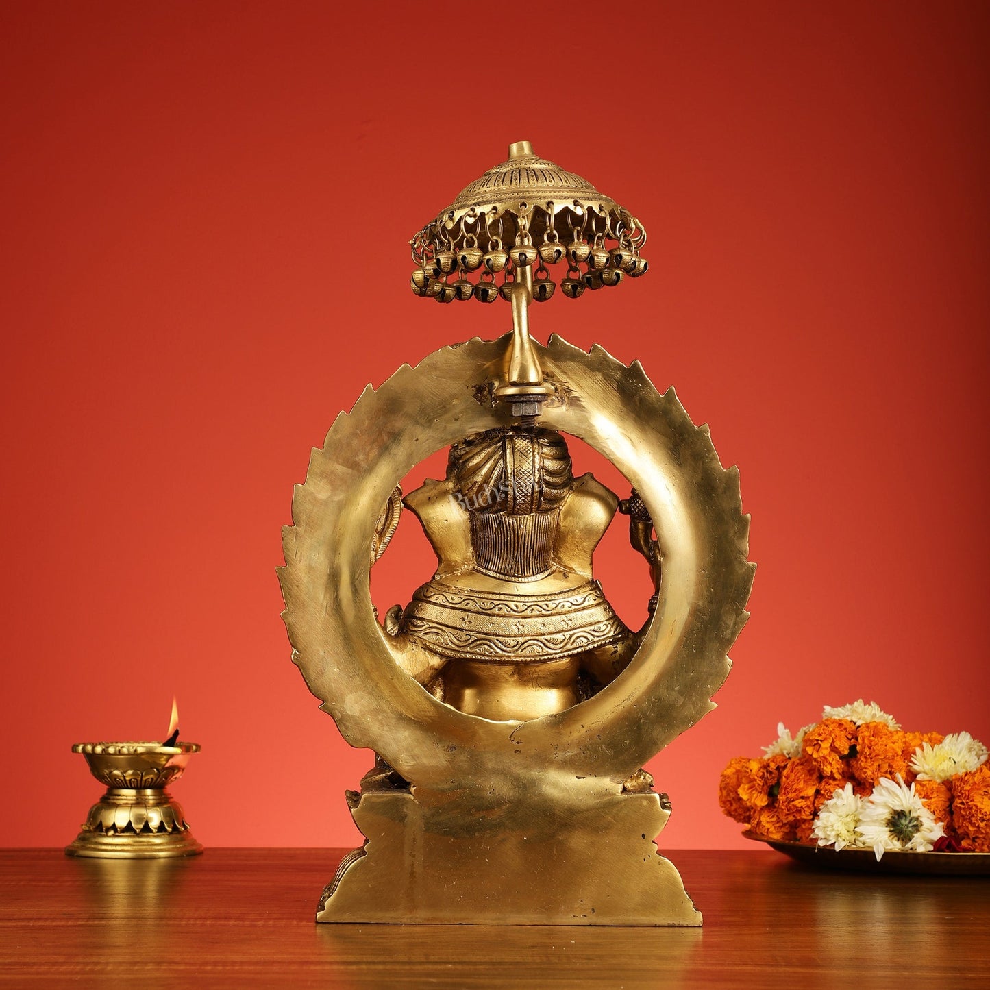 Brass Lord Ganesha Statue Seated on a Throne - 18 inch