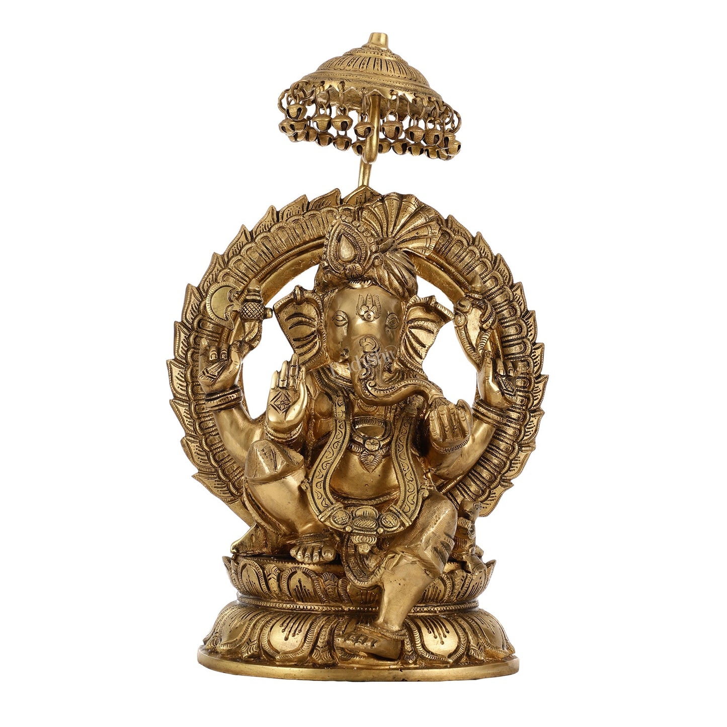 Brass Lord Ganesha Statue Seated on a Throne - 18 inch